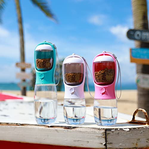 AVELORA Dog Water Bottle with Food Container, Portable Leak Proof Pet Water Dispenser for Walking Hiking Travel, Puppy Essentials Accessories for Small Large Dogs, Dog Gifts (10oz/15oz/19oz)