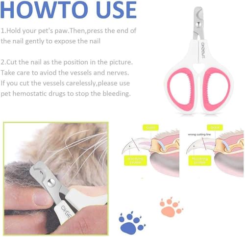 OneCut Pet Nail Clippers, Update Version Cat & Kitten Claw Nail Clippers for Trimming, Professional Pet Nail Clippers Best for a Cat, Puppy,Rabbit, Kitten & Small Dog,Sharp & Safe (Pink)