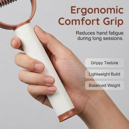 Double Sided Dematting Comb for Cats & Dogs, Undercoat Rake, Safe Deshedding Grooming Tool, Gentle Matt Remover Detangler for Long Thick Haired Pets, Ergonomic Pet Grooming Brush (Black)
