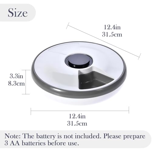 Primero Basics 6-Meal Timed Automatic Cat & Dog Feeder with Cooling Pack, Programmable Portion Control Pet Food Dispenser for Dry & Semi-Wet Food, 12.4″×12.4″×2.99″