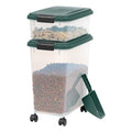 IRIS USA Remington Dog Food Storage Container, 30 lbs, 11 lbs, Airtight, Stackable, Wheels, Food Storage, Treat Box, 2-Cup Scoop