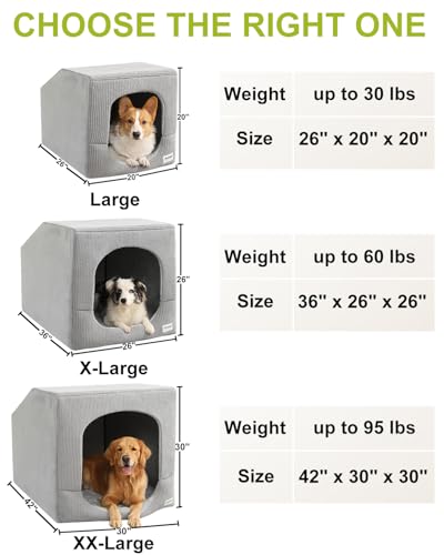 Hovicaed Indoor Dog House for Extra Large Medium Small Sized Dogs - Dog Tent with Washable Removable Cover, Pet Orthopedic Dog Cave Bed Egg-Crate Foam Cushion, Inside Dog House Large Space(L)