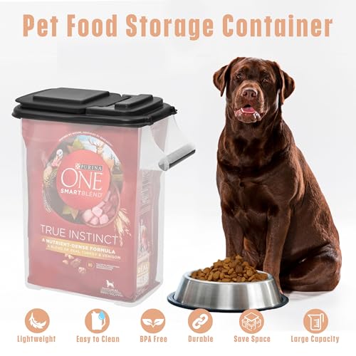 Buddeez Pet Food Storage Containers - Capacity Dog Food Storage Container, Cat Food Container, Bird Seed Storage Container, with Durable EZ Grip Handle, EZ Flip Lid & Scoop (2 Pack) 16 QT/16 LB