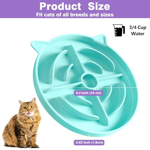 MateeyLife Slow Feeder Cat Bowl, 2 Pcs Cat Puzzle Feeder, Non-Slip Silicone Cat Dish, Prevent Overeating Cat Slow Feeder for Dry and Wet Food, Pet Bowls to Slow Down Eating, Easy to Clean