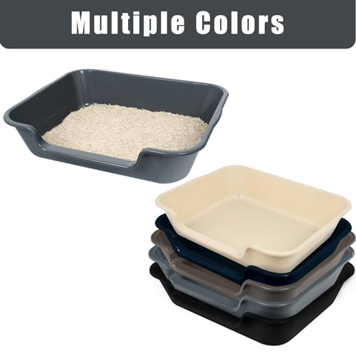 Ying Tutu 1 Pack of Extra Large Cat Litter Box (ABS Material), Low Entry Senior Litter Pen for Geriatric Kitty Big Cats, Jumbo Pet Safe Litter Boxes Tray for Indoor Pets Potty (Gray, 24" L x 20" W)
