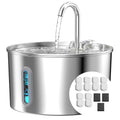 Cat Water Fountain Stainless Steel: 74oz/2.2L Cat Fountain for Drinking - Pet Water Fountain for Cats Inside - Automatic Cat Water Dispenser Bowl - Cat Feeding & Watering Supplies 6 Filters 3 Sponges