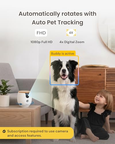 Furbo Mini 360° [Subscription Required] New 2K QHD Pet Camera - Unlock w/Paid Plan: Dog & Cat Safety Alerts, Rotating Treat Toss, 2-Way Speaker (Low Risk, 3mo Min. Cancel Anytime)