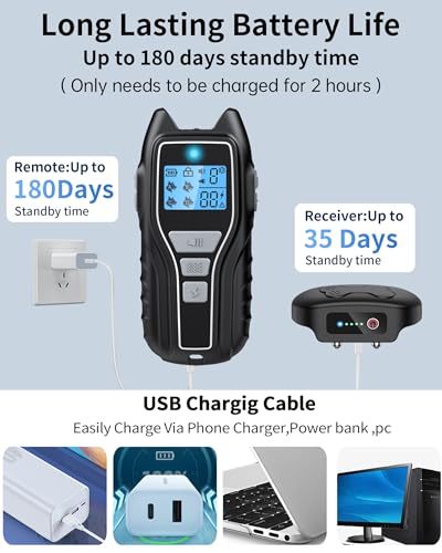 Asrcs Shock Collar for Dogs 2 Dogs (15-120lbs) 2000FT Dog Shock Collar with Remote Control Waterproof Dog Training Collar with Remote 4 Safe Modes Rechargeable Lock Flash Light for All Breeds - Black