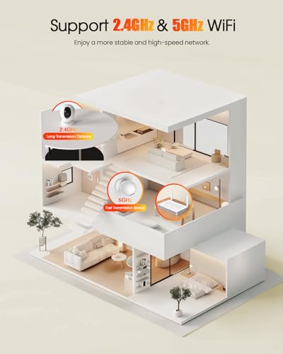 4MP Indoor Security Camera,360°Pet Camera Indoor,Baby Monitor with Phone App,Support 5G/2.4Ghz WiFi,Dog Cameras with Speaker, AI Motion Detection,2-Way Audio for Home/Baby/Cat Camera,No Subscription
