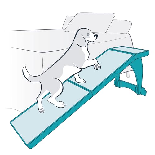 PetSafe CozyUp Wooden Bed Ramp for Cats & Dogs, Furniture-Grade with High-Traction Carpet Surface, Cherry