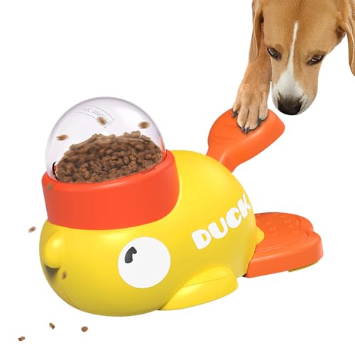 Dog Interactive Treat Dispenser Toy, Food Puzzle Slow Feeder (Yellow)