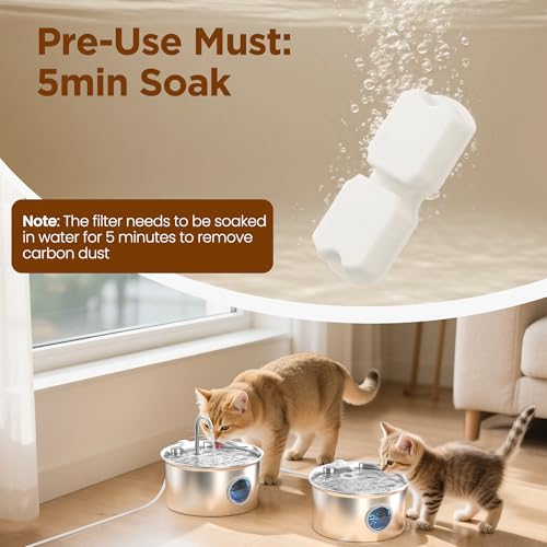 ATMZIQXR Cat Water Fountain Filters: 12 Cat Fountain Filter Replacement - 3 Months Set of Replacement Filters for ATMZIQXR Pet Fountains S18 - Contains 6 Carbon Filters + 6 Sponges Filters