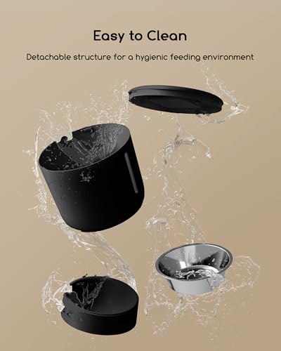 Faroro Automatic Cat Feeder, 4L Cat Food Dispenser with Portion Control, 1-6 Meals Per Day, 10s Voice Recording, Slow Feed, Dual Power Supply for Cats and Small Dogs (Black)