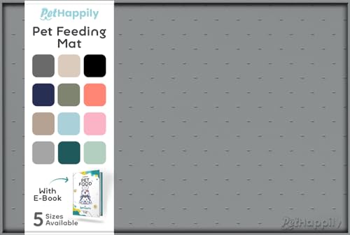 PetHappily Dog Food Mat - Raised Edges Dogs Mat for Food and Water Prevent Spill, Waterproof Cat Food Mats Protect Floors, Easy Clean Dog Bowl Mats for Food and Water, Silicone Pet Feeding Placemats