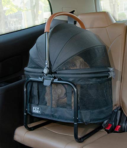 Pet Gear 3-in-1 Travel System, View 360 Stroller Converts to Carrier and Booster Seat with Easy Click N Go Technology, for Small Dogs & Cats, 4 Colors, Onyx- 4 Wheel
