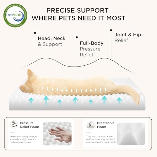 Bedsure Dog Beds Large Sized Dog - Comfy Flat Pet Beds with Removable Washable Cover, Orthopedic Egg Crate Foam Puppy Mat, Suitable for Pet Up to 65 lbs