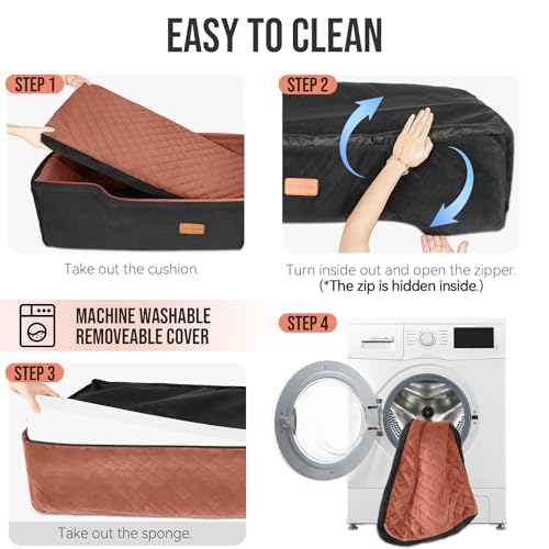 HEGGCOOE Large Dog Car Seat Under 100 lbs, Washable Dog Car Bed for 2 Medium Dogs, Detachable Pet Booster Seat with Storage Pocket and Seat Belt for Back Seat Dog Travel Bed