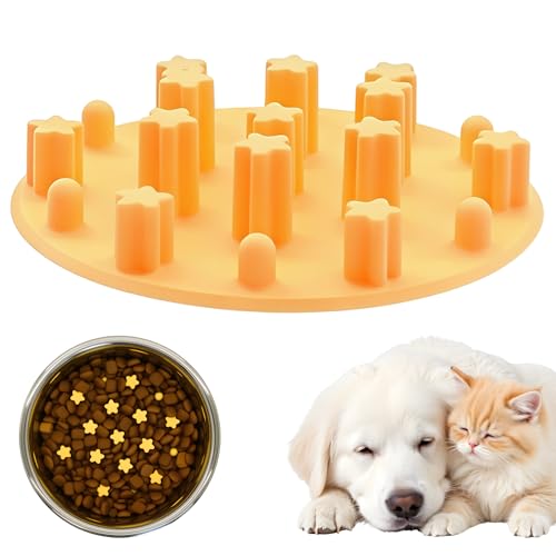 Slow Feeder Insert for Cat Dog Bowls, Anti-Choking Silicone with Strong Suction Cups, Fits Most Cat Bowls, Ideal for Puppy Small Medium Breeds