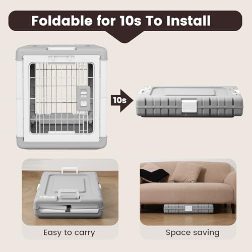 Collapsible Dog Crate for Large/Medium Dogs - 36" L Foldable Dog Cage No-Tool Assembly, Travel Dog Crate with 2 Wheels - Easy to Carry, Space-Saving, Indoor Outdoor Use, 36.4"(L) x22.84(W) 25.8"(H)