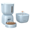Automatic Cat Feeder and Water Dispenser FW1, Wire or Battery Cat Food Dispenser Timer Pet Feeder - Locking Lid, Desiccant Bag, Programmable Portion Control, 4 Daily Meals, 10s Voice Recorder-Blue