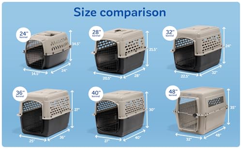 Petmate Vari Dog Kennel - Portable Dog Carriers & Crates for Large Dogs, Airline-Friendly, Durable Plastic, Pet Carrier For Home and Travel, 36 Inches, Taupe and Black