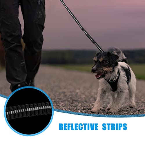 Raipult Tactical Dog Leash Heavy Duty, 4-6FT Shock Absorbing Bungee Leash with Quick Release Clip& 2 Handles, No Pull Waking Lead with Car Seatbelt for Medium Large Dogs that Pull, Black