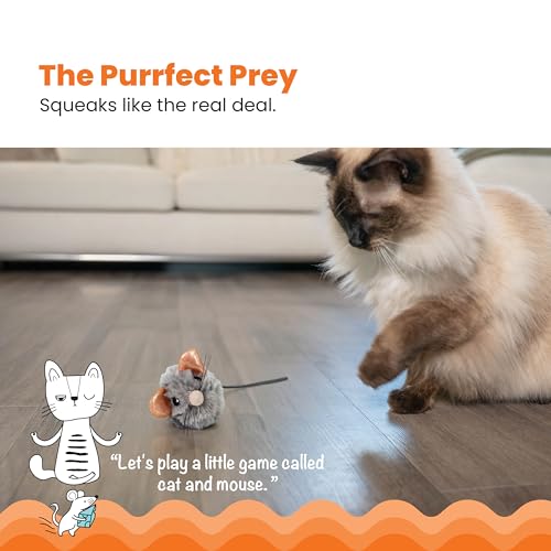 Catstages Squeak Squeak Mouse Cat Toy with Touch-Activated Sound & Catnip, Gray