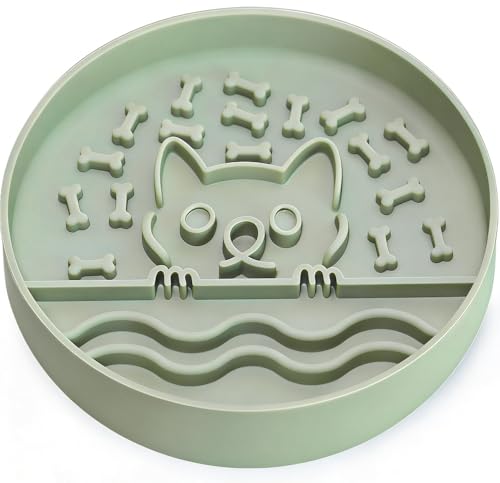 Zonopy Slow Feeder Dog Bowl for Small Medium Dogs & Cats, 7.5 Inch Non Slip Slow Bowl with 37 Suction Cups, Anti-Choking Food Grade Silicone Slow Eating Bowl