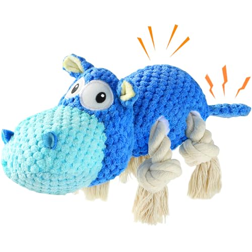 TOOPTATE Dog Toys for Aggressive Chewers - Dog Toys to Keep Them Busy Squeaky Dog Toys for Large Dogs (Blue, Medium)
