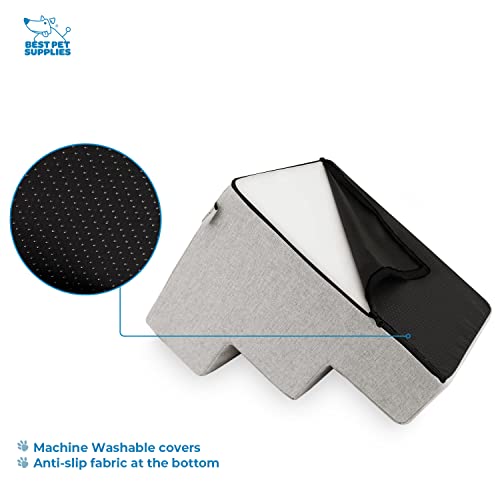 Best Pet Supplies Foam Pet Steps Cover for Small Dogs and Cats, Portable Ramp Stairs for Couch, Sofa, and High Bed Climbing (Cover Only) - Sand, 3-Step (H: 13.5") (Cover Only)