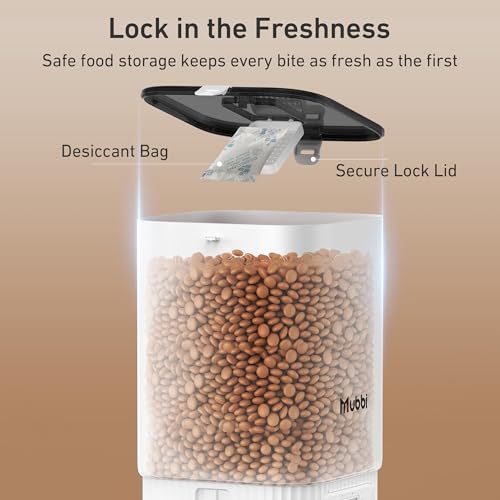 Automatic Cat Feeder - 7L/29 Cups Cat Food Dispenser with Desiccant Bag, 1–6 Meals, Ideal for 2–15mm Dry Food, Auto Pet Feeder with Dual Power Supply, Automatic Dog Feeder for Small Medium Breed