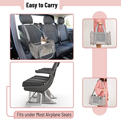 Mr. Pen- Pet Carrier, 17.5" x 11.2" x 11.5", Medium Size, Gray, Portable Travel Carrier for Small Pets, Cats & Small Dogs, Breathable Mesh, Safety Inner Leash, Side Pocket & Padded Shoulder Strap
