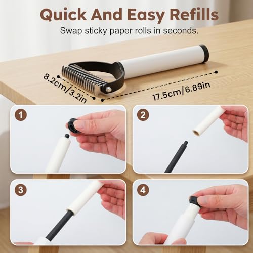 Double Sided Dematting Comb for Cats & Dogs, Undercoat Rake, Safe Deshedding Grooming Tool, Gentle Matt Remover Detangler for Long Thick Haired Pets, Ergonomic Pet Grooming Brush (Black)