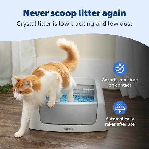PetSafe ScoopFree Crystal Classic Self-Cleaning Litter Box System – Automatic Cat Litter Box - Advanced Odor Control – Includes Disposable Crystal Litter Tray (PAL00-17296)