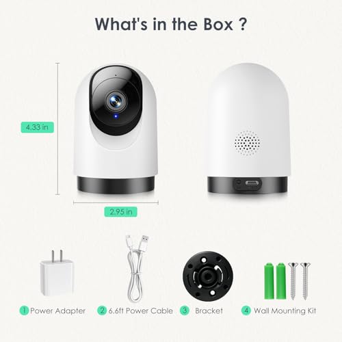 YOTON Indoor Security Camera, 2.4/5GHz, 2K 360° Wi-Fi Baby Monitor & Pet Camera w/Motion Tracking, 2-Way Audio, Night Vision, SD/Cloud, Works with Alexa & Google Home