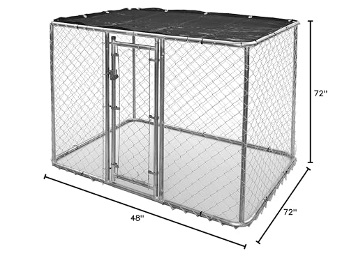 MidWest Homes for Pets Chain Link Portable Kennel with a Sunscreen, 6L x 4W x 4H Feet, K9 Kennel K9644
