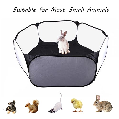 Small Animals Playpen, Portable Pop-up Open Interactive Pet Tent, Indoor Outdoor Fence for Rabbits, Guinea Pig, Hamster, Chinchillas, Kittens, Puppies