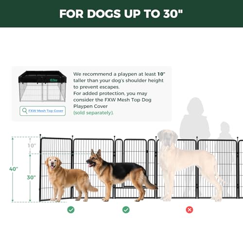 FXW Rollick Unleashed Dog Playpen for Indoor, Yard, RV Camping, 40 inch 8 Panels for Medium and Large Dogs, Black│Patented