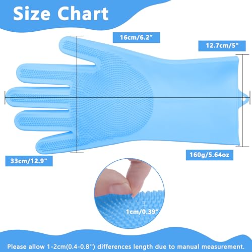 Maiiu Pet Grooming Gloves—Heat Resistant Dog Washing Gloves with High-Density Teeth, Dog Bath Scrubber with Enhanced Five Finger Design, Silicone Gloves for Dogs and Cats Bathing, Massage (Blue)