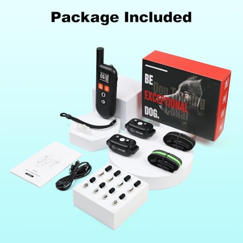 3 Dogs Shock Collar with Remote 3 Pack-3300FT Dog Training Collar with Fashlight, IPX7 E Collar with Double Shock for Small Medium Large Dogs(5-150lbs)-4 Training Modes, Adjustable Strap, Rechargeable