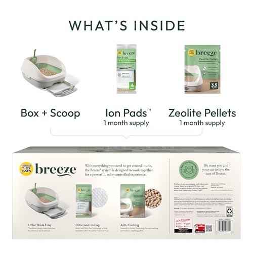 Purina Tidy Cats Litter Box System, BREEZE System Starter Kit Litter Box, Litter Pellets & Pads