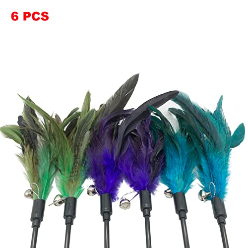 Cat Wand Toy Feather Stick Cat Toys, 8 Pieces Interactive Cat Toy Feathers Wand for Indoor Cats