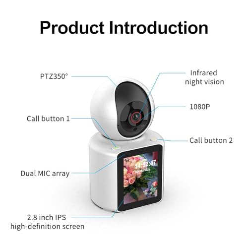 LASTCOW Two Way Pet Camera with 2.8 inch HD Screen, 1080P Video Calling Camera for Indoor Home Security, Indoor Home Nanny/Dog/Baby Security Device with Phone App