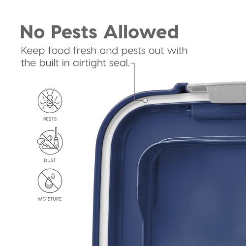 IRIS USA Dog Food Storage Container 30 lb + 11 lb, Stackable Combo Set, Airtight Pet Food Storage Bins with Wheels for Dog Cat Bird Chicken Food, BPA Free, Made in USA, Navy