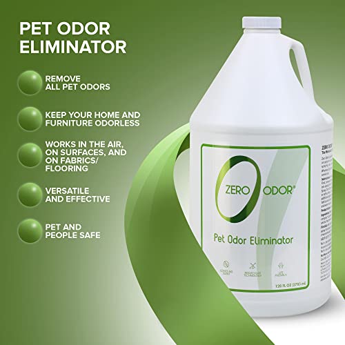 Zero Odor Pet Odor Eliminator, Air and Surface Odor Remover for Carpet, Furniture, and Pet Beds, Refill, 128 oz