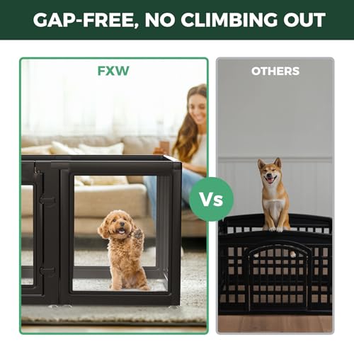 FXW AuraSpace Acrylic Indoor Dog Playpen for Puppies and Small Dogs, 24 Inch, 12 Panels, Black