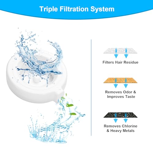 8-Pack Replacement Filters for 3L/3.6L/4.6L/6L/8L Gravity Pet Water Dispenser, Dog Water Filter Replacement, Triple Filtration Pet Fountain Filter, Water Feeder Filter for Cat and Dog