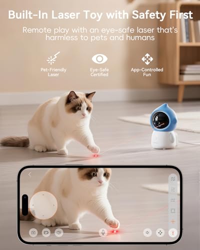 ZUMIMALL Pet Camera Indoor, 5G/2.4G WiFi Camera for Dog/Cat with Play Toy, 2K Pet Security Cameras with Phone App, 2-Way Talk, Auto Tracking, Pet/PIR/AI Detection, Privacy Protect, Alexa/ONVIF/Cloud