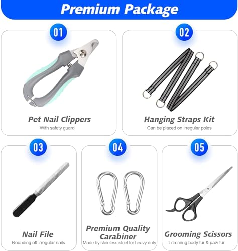 ATESON Pet Grooming Hammock with Nail Clippers/Nail Trimmers/Grooming Scissors, Dog Grooming Harness for Nail Trimming, Pet Grooming Sling Helper