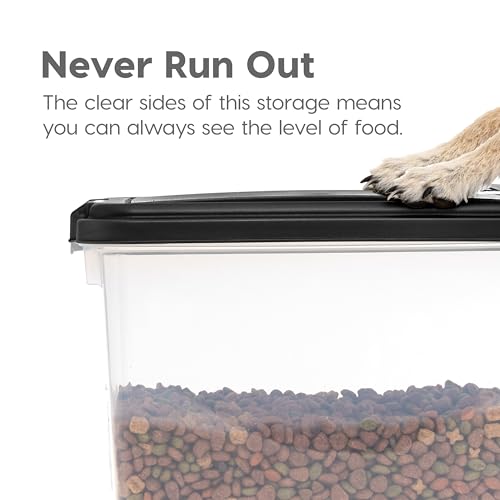 IRIS USA Dog Food Storage Container 30 lb + 11lb Airtight Combo, Stackable Pet Food Storage Bin with Wheels for Cat Dog Food, BPA Free, Made in USA, Black